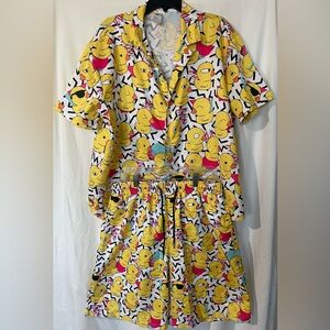 Men's Yellow Cartoon Print Pajama Set